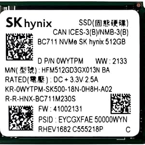 SSD HYNIX 512GB M.2 Nvme PCI Express 3.0 2188MB/s - 1809MB/s 2230 BC711 PCI-E